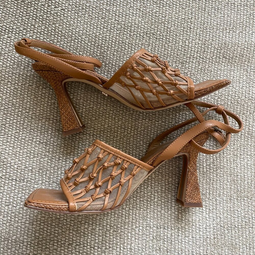 Sam Edelman Woven Heeled Candice Sandals in Light Cuoio Brown - Size 7.5 - Picture 7 of 9